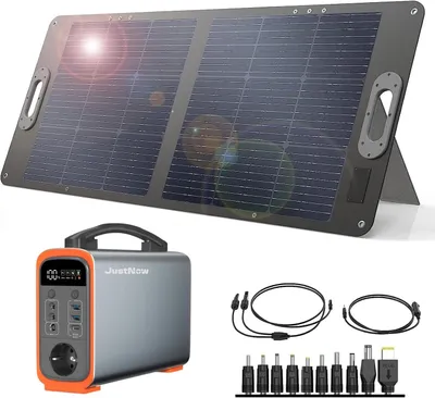 Produktbild von JustNow Powerstation 240Wh + Solarpanel 60Watt faltbar LiFePO4 Powerbank Camping Akku Solar Modul