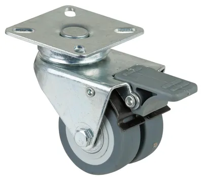 Zdjęcie produktu dla BS ROLLEN Zestaw kołowy skrętny podwójny z hamulcem (50 mm 60 kg / z hamulcem gumowym) - B120.A85.050