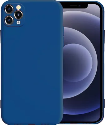A blue iPhone 12 Pro case is shown next to an iPhone 12 Pro.