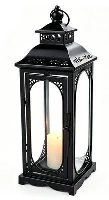 Schwarze Außenlaterne, 35 cm, wetterfest, Glas & Metall, Vintage