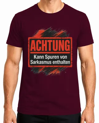 Imagen del producto de Atención: Puede contener trazas de sarcasmo. Camiseta para hombre, diseño "Statement", divertida, color burdeos, talla XL
