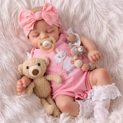 Produktbild von Reborn Babypuppe lebensecht, 43 cm, schlafendes Mädchen, für Kinder
