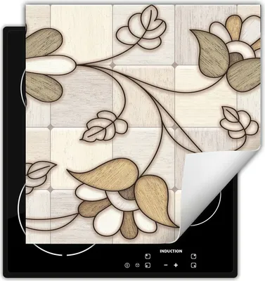 Produktbild von DarHaus Herdabdeckplatte 60x52 cm Anti Rutsch Matte Aufrollbar, blume - Mosaik