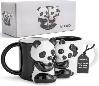 Produktbild von MIAMIO - Panda Keramik Tasse 400ml 3D Becher Tier für Kaffee und Tee Liebhaber