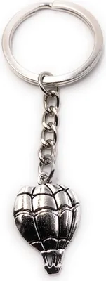 Produktbild von Onwomania Schlüsselanhänger Keychain Silber Metall Ballon Heißluftballon Fahrt Luftfahrt