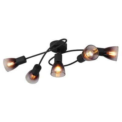 Produktbild von Deckenleuchte, Metall schwarz, Glas rauchfarben, L 58 cm