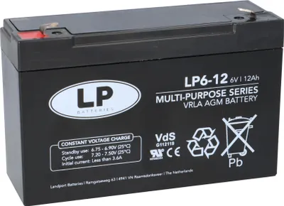 Obrázok produktu pre Olovená batéria Landport LP6-12 VdS 6V 12Ah AGM T1 bezúdržbová
