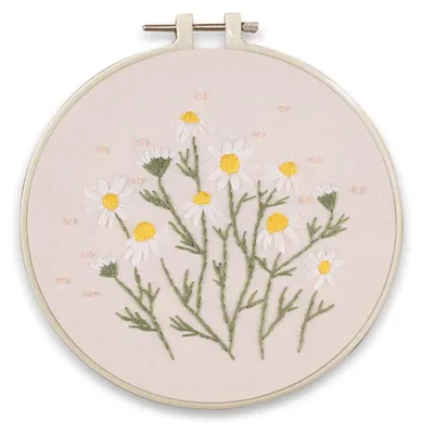 Stickerei-Starter-Set mit Gänseblümchen, DIY für Erwachsene