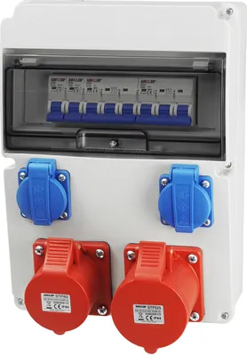 Produktbild von Baustromverteiler Wandverteiler Gartensteckdose 1x32A/5P 1x16A/5P CEE 2x 230V Schuko Steckdosen Schuko mit LS-Schalter