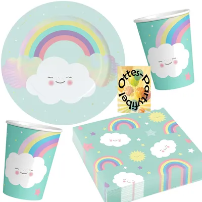 Produktbild von Rainbow-Party-Set Regenbogen-Party-Set Sommer-Party 52tlg