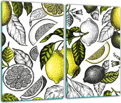 Produktbild von Herdabdeckplatten Glaskeramikkochfeld-Abdeckung Spritzschutz Glas 60x52cm Zitrone