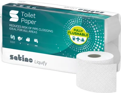 Produktbild von Toilettenpapier Liquify 061600 2-lagig 250 Blatt weiß 8 Stück.