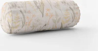 Produktbild von SCHÖNER LEBEN. Kissenhülle Gräser Blumen wollweiß orange gelb Größe 15x40cm (ØxB) Nackenrolle 15x40cm (ØxB) Nackenrolle Größe