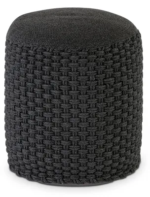 Image de Pouf en Laine Ø40 H45, pouf d'extérieur vegan, imperméable, rechargeable, couleur anthracite