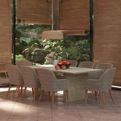 Productafbeelding van Living Store, 9-delige tuinsets, polyrotan, bruin