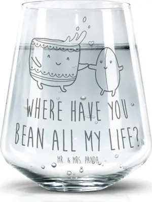 Produktbild von Mr. & Mrs. Panda Glas Kaffee Bohne - Transparent - Geschenk, Wasserglas, Glück, Zufriedenheit, Becherglas, Tumbler, Genuss, Trinkgefäß, Trinkglas, Lustige Sprüche
