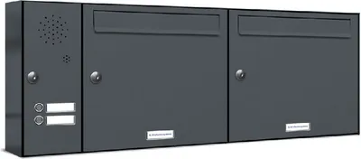 Produktbild von 2er Briefkasten Anlage Aufputz - Wandmontage RAL 7016 Anthrazit Klingel