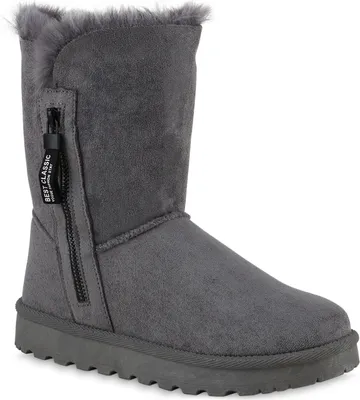Produktbild von VAN HILL Damen Warm Gefütterte Winter Boots Stiefeletten Kunstfell Schuhe 839666, Farbe: Grau, Größe: 41