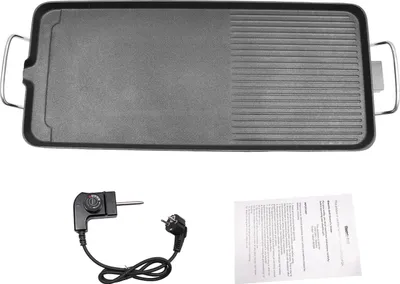 Immagine prodotto di Piastra elettrica - Griglia da tavolo - 68×28 cm - 1500 W - Rivestimento antiaderente - Temperatura 0–250 °C (5 livelli) - Spina UE 220 V 50 Hz - Nero