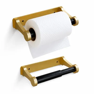 Produktbild von Küchenrollenhalter Wand, Ohne Bohren, Selbstklebend Toilettenpapierhalter, Papierrollenhalter, Gold 16 cm