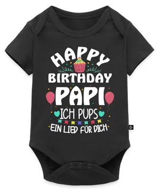 Produktbild von Spreadshirt Geburtstag Papa Ich Pups Ein Lied Für Dich Kurzarm Tages Baby Body, 62 (2-3 M.), Schwarz