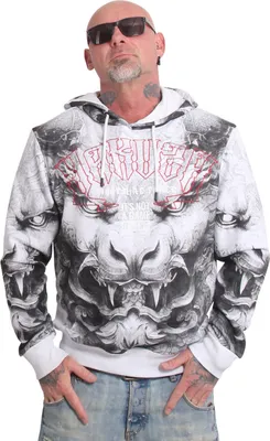 Produktbild von Yakuza Herren Durga Allover Kapuzenpullover, Weiß, 3XL