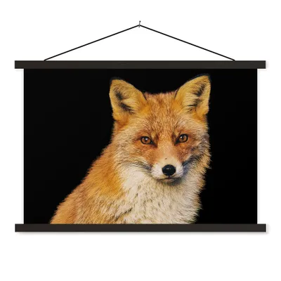 Produktbild von MuchoWow® Textilposter Fuchs - Rot - Schwarz 120x80 cm mit schwarzem Rahmen - Wanddeko