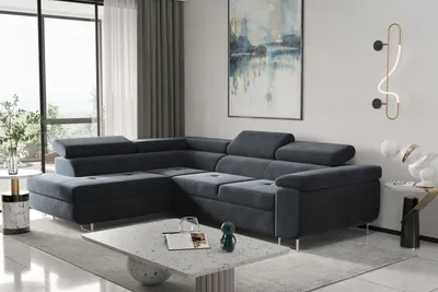 Produktbild von Kaiser Möbel Ecksofa mit schlaffunktion und bettkasten Eckcouch ATOM ANTHRAZIT Links