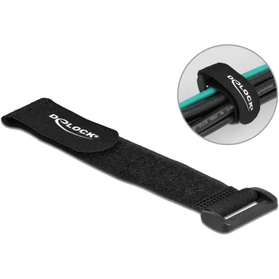 Produktbild von Delock Klett-Kabelbinder mit Schlaufe L 190 x B 25 mm schwarz 5 Stück