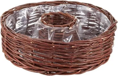 Immagine prodotto di Cestino in vimini con foglio, per piante, altezza 12 cm, Ø 40 cm, in vimini, marrone