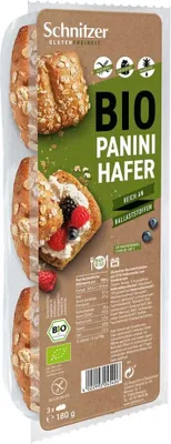 The image shows the packaging of Schnitzer Panini Hafer bread rolls.