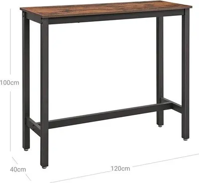 Immagine prodotto di Tavolo industriale rettangolare per interni ed esterni 120x40x100 cm in metallo e legno