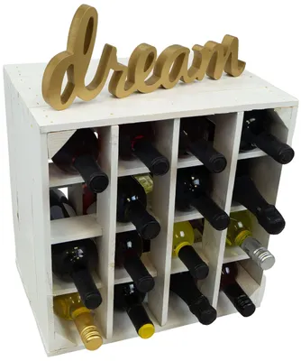 Image de Étagère blanche pour 16 bouteilles de vin, dimensions : 40 x 40 x 27 cm