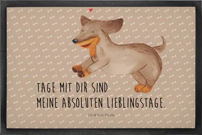 Produktbild von Mr. & Mrs. Panda Schmutzmatte Hund Dackel 50 x 75 cm - Hundeglück - Geschenk, Sauberlaufmatte, Bodenvorleger, Dachshund, fußmatte, Sprüche, Türmatte, Hunde, Fussmatte
