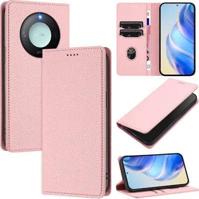 Produktbild von Litchi Leder Handyhülle für Honor X9C Smart Wallet Kartenfächer Standfunktion Hülle Pink