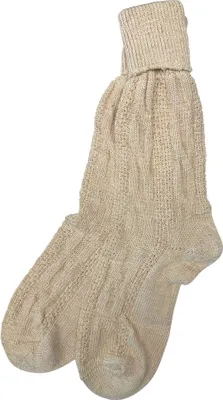 Produktbild von Trachten Umschlagsocken mit Bündchen - Trachtenstrümpfe Zopfmuster | Natur Größe: 45-46
