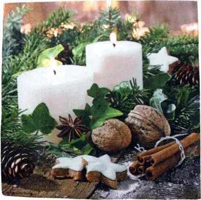 Produktbild von Tissue Servietten 20er-Pack Weihnachten Adventskerzen 33x33cm 33739