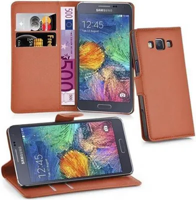 Produktbild von Cadorabo Hülle für Samsung Galaxy A7 2015 Schutz Hülle in Braun Handyhülle Etui Case Cover Magnetverschluss