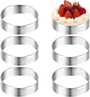 Produktbild von Verpackung mit 10 Mousse-Tartelettformen – Dessertringe – Formen für kleine Kuchen
