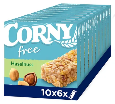Image de Corny Müsli Bar Free Noisette Céréales complètes 6x20g Paquet de 10
