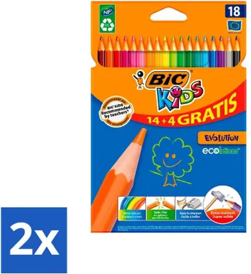 Produktbild von Bic Kids - Buntstifte - Verschiedene Farben - Eco - Evolution - 18 Stifte - Vorteilspack - 2 Stücke