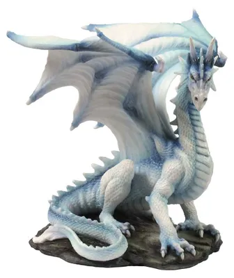 Drachenfigur Grawlbane, Harz, handbemalt, 20 cm, Weiß