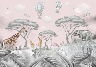 Produktbild von Vlies Fototapete Kinderzimmer Wald Dschungel Tiere (416x254 cm - inklusive kleister) Mädchen Modern Kindertapete Wandtapete Motivtapeten XXL Tapete Vliestapete UV-Beständig Montagefertig