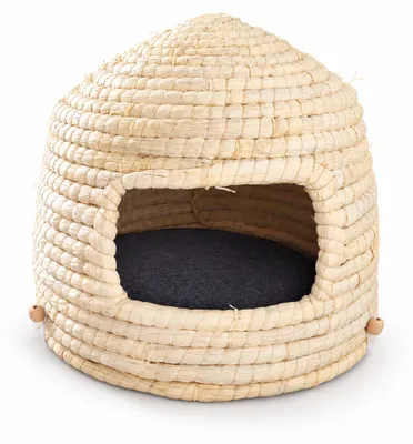 Produktbild von ToCi Katzenhöhle Maisstroh, handgeflochtener Katzenkorb japanisch mit Kissen