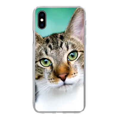 Produktbild von MuchoWow® Handyhülle Schutzhülle Hülle für iPhone Xs Katze - Porträt - Augen Silikon Softcase Handy Hülle - Handytasche