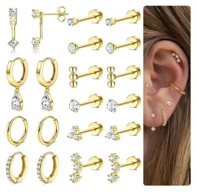 Image de Boucles d'oreilles hypoallergéniques pour piercings multiples