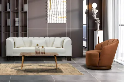 Zdjęcie produktu dla Meble designerskie: sofa trzyosobowa, fotel, zestaw wypoczynkowy