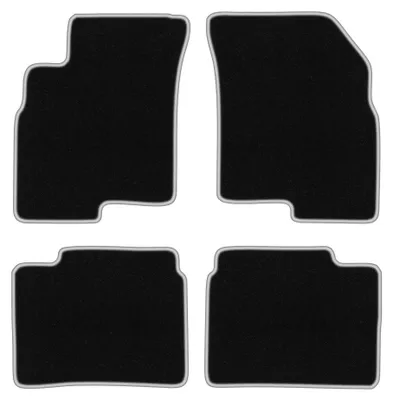 Produktbild von Velours-Fußmatten für Kia Magentis I 2001-2006 (Limousine) – 4-tlg, Schwarz/Silber, passgenau – Wielganizator CARLUX