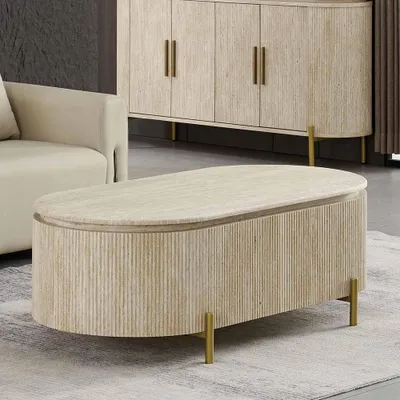 Produktbild von Milton & Oldbrook Couchtisch 130 cm Royan Travertinlook