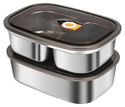 Image de Boîte à lunch en acier inoxydable avec compartiments, lot de 2 (1,2 l + 1,7 l), portable, boîte à bento étanche, boîte à lunch et boîte à sandwich, boîte à lunch pour enfants et adultes.